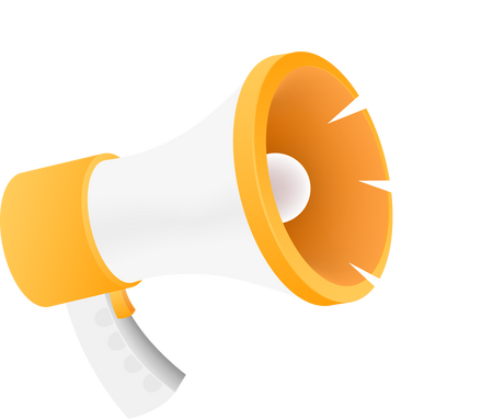Flat illustration with megaphone laptop for marketing advert